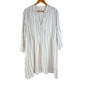 CP Shades Regina Linen Striped Tunic Top Size Large